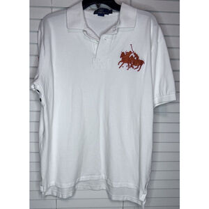 POLO Ralph Lauren Mens-L Two Pony Short Sleeve Shirt RUGBY White
